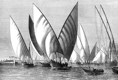 A folyó a Boulak-hídnál, Kairóban, dahabeah-okkal, 1874 alkotó: Unbekannt