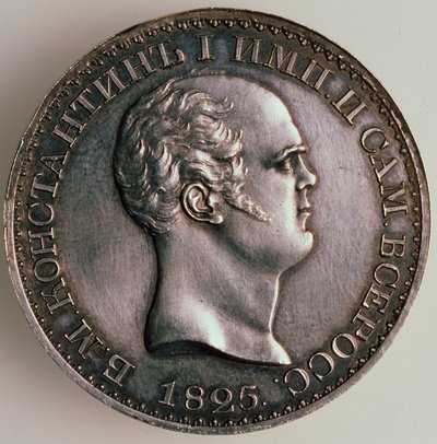 Konstantin rubelje, Averse: Konstantin portréja, 1825 alkotó: Unbekannt