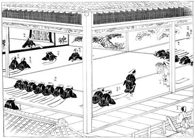 A sógun egy birodalmi küldötttől kapott beiktatást, Japán, 1904 alkotó: Unbekannt