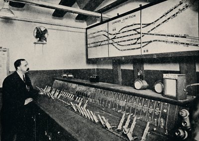 A jelződoboz egy csővasút csomópontjában, 1926 alkotó: Unbekannt