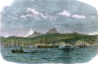 A spanyol blokádosztag Valparaisóban, Chilében, 1880 körül alkotó: Unbekannt