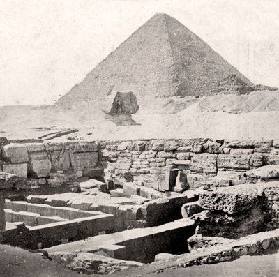 A Szfinx és a Nagy Piramis, Egyiptom, XX. század eleje alkotó: Unbekannt