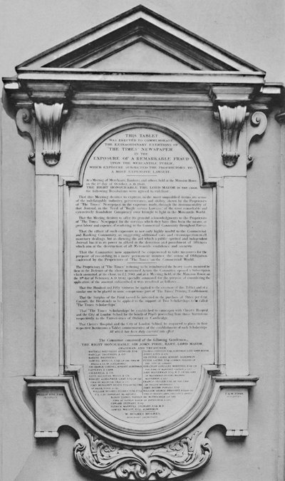The Times Memorial Lloydsban, 1800-as évek, 1928 alkotó: Unbekannt