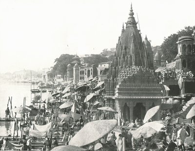 A Visnu-tó és Ghat, Benares, India, 1895. alkotó: Unbekannt