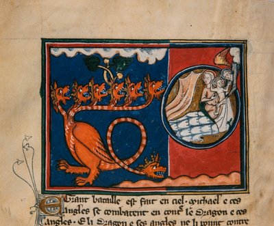 A nő és a sárkány. Miniatűr: Apocalypse de saint Jean, 1320 körül. alkotó: Unbekannt