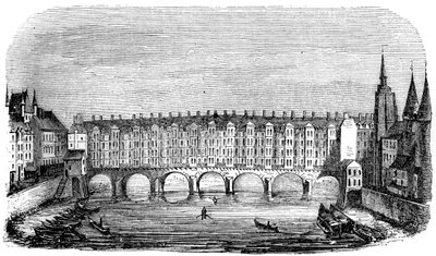 Az ősi Pont aux Changers, Párizs, Franciaország, 1849. század XVI alkotó: Unbekannt