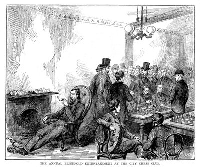 A városi sakkklub éves, bekötött szemű mulatsága, 1876 alkotó: Unbekannt