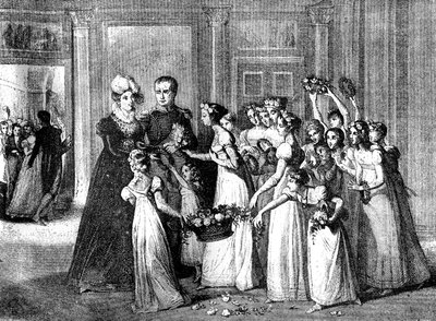 Marie-Louise érkezése a franciaországi Compiègne-be, 1810. március 27. 1882-1884 alkotó: Unbekannt