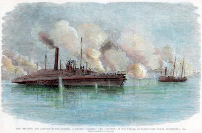A texasi Sabine Pass elleni támadás, amerikai polgárháború, 1863. szeptember 8 alkotó: Unbekannt