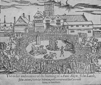 Anne Askew, John Lascelles, John Adams és Nicholas Belenian felgyújtása, 1546 1904 alkotó: Unbekannt