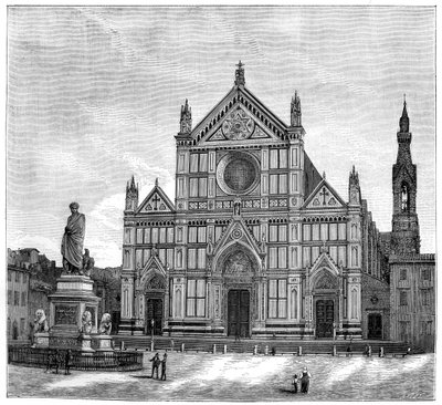 A Santa Croce-bazilika temploma és tére, Firenze, Olaszország, 1882 alkotó: Unbekannt