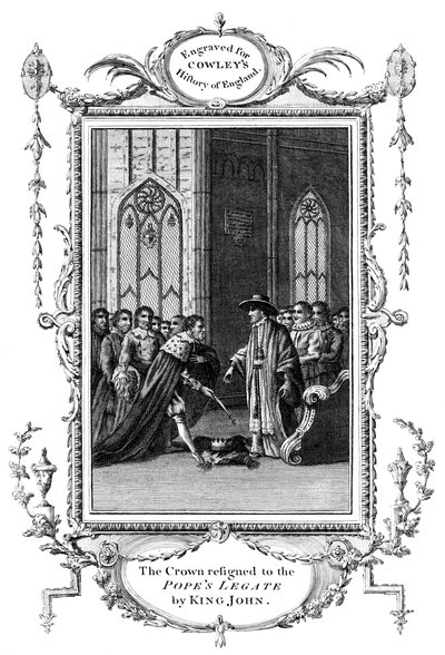 A korona lemondott a pápai legátusról János király által 1167-1216, 1213 alkotó: Unbekannt