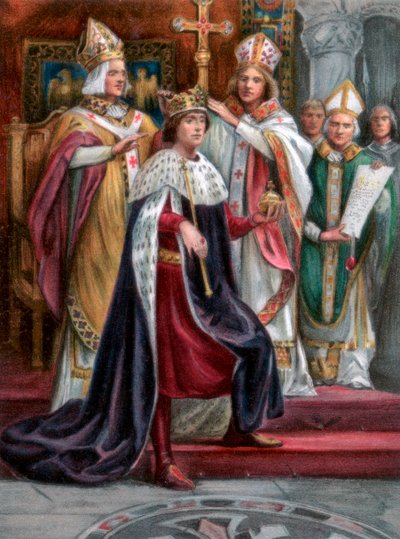 I. Edward megkoronázása, Westminster, 1274. augusztus 19., 1902 alkotó: Unbekannt