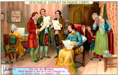 A haldokló Mozart Requiemjének előadását hallgatja, 1791, c1900 alkotó: Unbekannt
