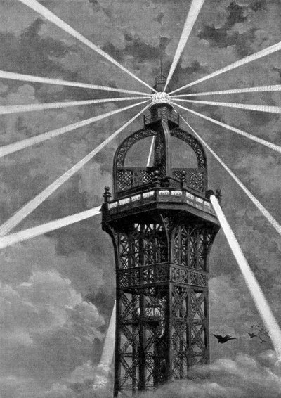 Elektromos lámpa az Eiffel-torony tetején, Párizs, 1889 alkotó: Unbekannt