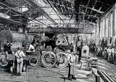 A Baldwin Locomotive Works szerelőműhelye. alkotó: Unbekannt