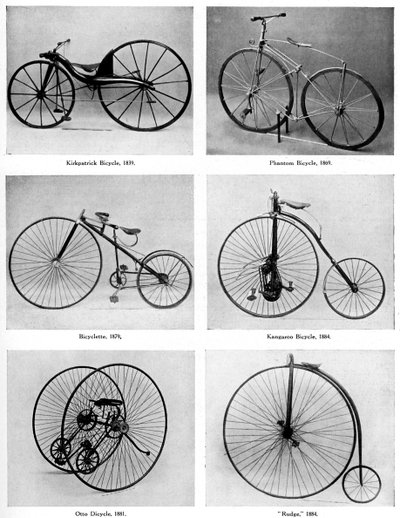 A kerékpár evolúciója, 19. század, 1920 körül alkotó: Unbekannt
