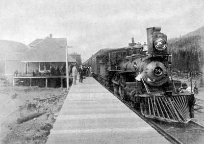Az első rendszeres transzkontinentális vonat Fernie-ben, British Columbia, Kanada, 1886 1951 alkotó: Unbekannt