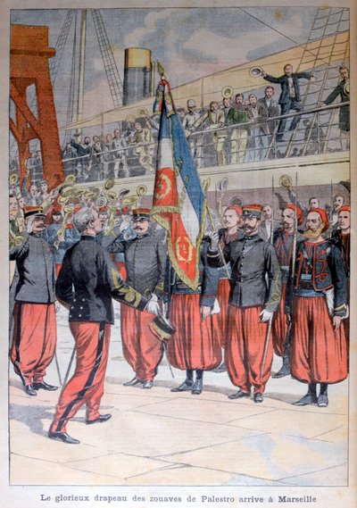 1903-ban megérkezik Marseille-be a palestroi zouave-ok dicsőséges zászlaja alkotó: Unbekannt