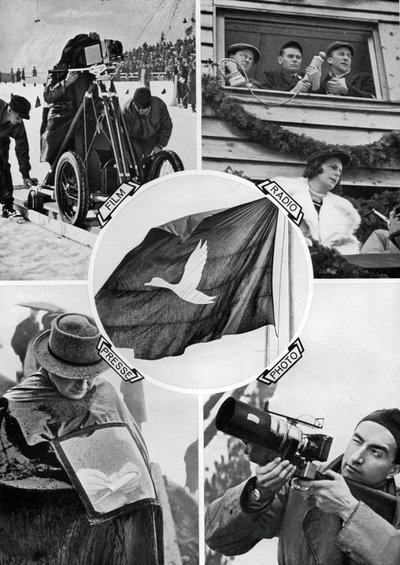 Die Medien in Aktion, Olympische Winterspiele, Garmisch-Partenkirchen, Deutschland, 1936 von Unbekannt