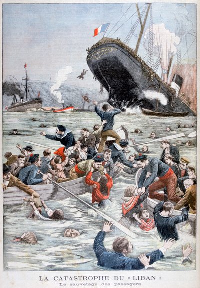 A Liban utasszállító hajó elsüllyedt egy másik hajóval való ütközés után, 1903 alkotó: Unbekannt