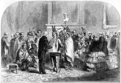 Az Egyesült Államok elnöke kézfogásra készteti az ellenséges törzseket, 1858 alkotó: Unbekannt