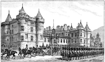 A királynő elhagyja a Holyrood-palotát, Edinburgh, 1886, 1900 alkotó: Unbekannt