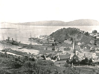 A város és a kikötő, Port Chalmers, Új-Zéland, 1895. alkotó: Unbekannt
