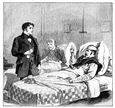 A sebesült katonák pohárköszöntőt mondanak a királynőnek, 1850-es évek, 1888 alkotó: Unbekannt