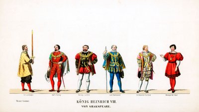 Színházi jelmeztervek Shakespeare VIII. Henrik drámájához, 19. század alkotó: Unbekannt