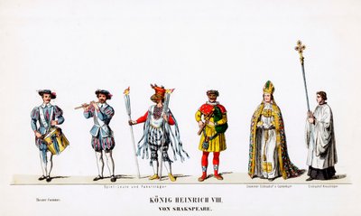 Színházi jelmeztervek Shakespeare VIII. Henrik drámájához, 19. század alkotó: Unbekannt