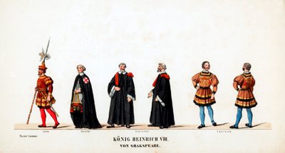 Színházi jelmeztervek Shakespeare VIII. Henrik drámájához, 19. század alkotó: Unbekannt