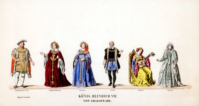 Színházi jelmeztervek Shakespeare VIII. Henrik drámájához, 19. század alkotó: Unbekannt