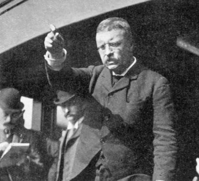 Theodore Roosevelt beszédet mond egy találkozón New York államban, 1901 alkotó: Unbekannt