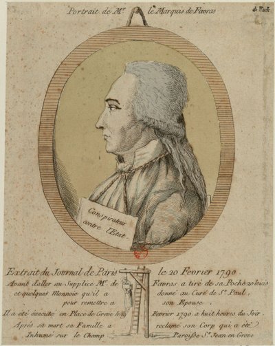 Thomas de Mahy, de Favras márki 1744-1790. A Journal de Paris 1790. február 20-i számából. alkotó: Unbekannt