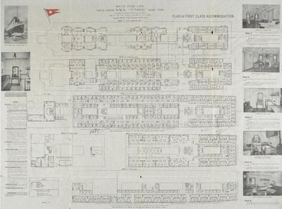 Titanic első osztályú fedélzeti terv, 1911 alkotó: Unbekannt