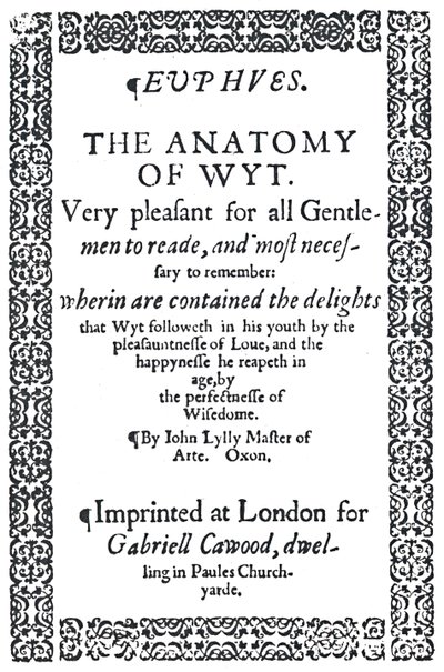 John Lylys Euphues vagy The Anatomy of Wit címlapja, első kiadás, 1579, 1942. alkotó: Unbekannt