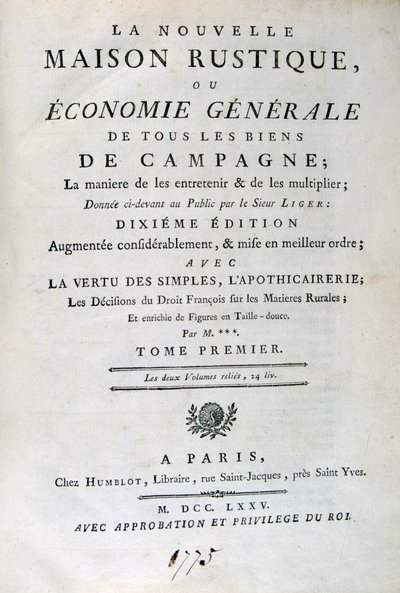 Az új rusztikus ház, avagy általános gazdaság címlapja, 1775 alkotó: Unbekannt