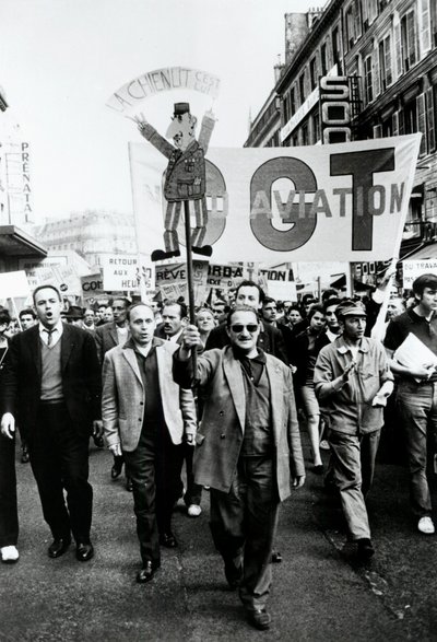 Szakszervezeti felvonulás, Párizs, 1968. alkotó: Unbekannt