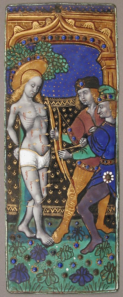 Triptichontábla Szent Sebestyénnel, francia, 15-16. század. alkotó: Unbekannt