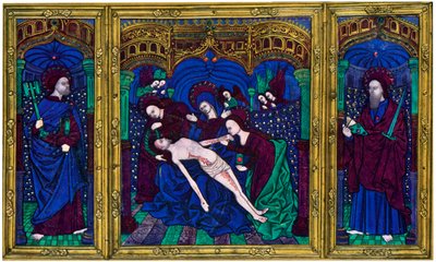 Triptichon, champlevé zománc rézen, 16. század, 1931 alkotó: Unbekannt