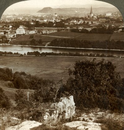 Trondhjem, otthonai, raktárai és katedrálisa a Nid folyó és a Fjord között, Norvégia, 1905. alkotó: Unbekannt