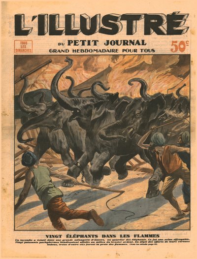 Húsz elefánt a lángokban, 1932. alkotó: Unbekannt