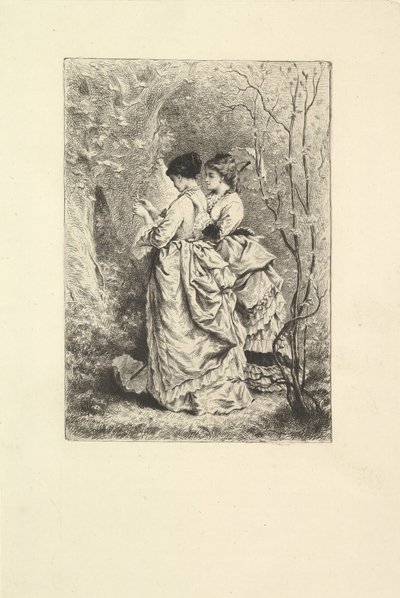 Két fiatal hölgy a kertben, 1873-74. alkotó: Unbekannt