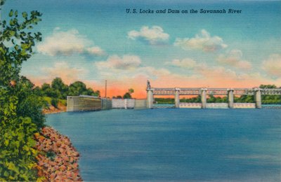 Amerikai zsilipek és gát a Savannah folyón, 1943 alkotó: Unbekannt