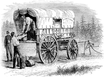 Amerikai katonai távírókocsi, amerikai polgárháború, 1861-1865 c1880 alkotó: Unbekannt
