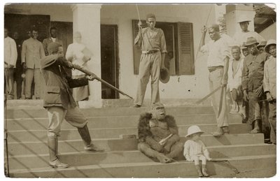 Egy szelídített gorilla, 1910 körül (f/w fotó) alkotó: Unbekannt