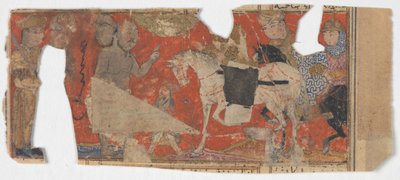 Azonosítatlan jelenet és szövegrészlet a Shahnama Királyok Könyvéből, kb. 1330-40. alkotó: Unbekannt