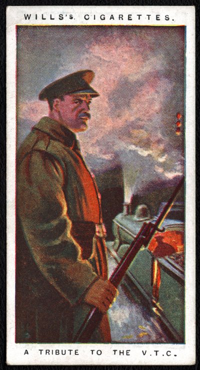Egyesült Királyság: Az Imperial Tobacco Company által 1917-ben kiadott huszonnégy cigarettakártyából álló sorozat egyike a katonai és polgári erők háborús erőfeszítései előtt tisztelegve. alkotó: Unbekannt