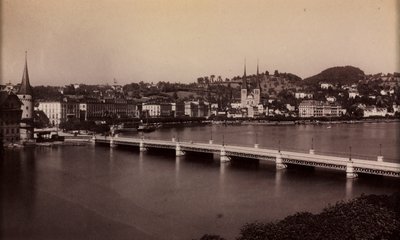 Névtelen híd várossal a távolban, 19. század. alkotó: Unbekannt